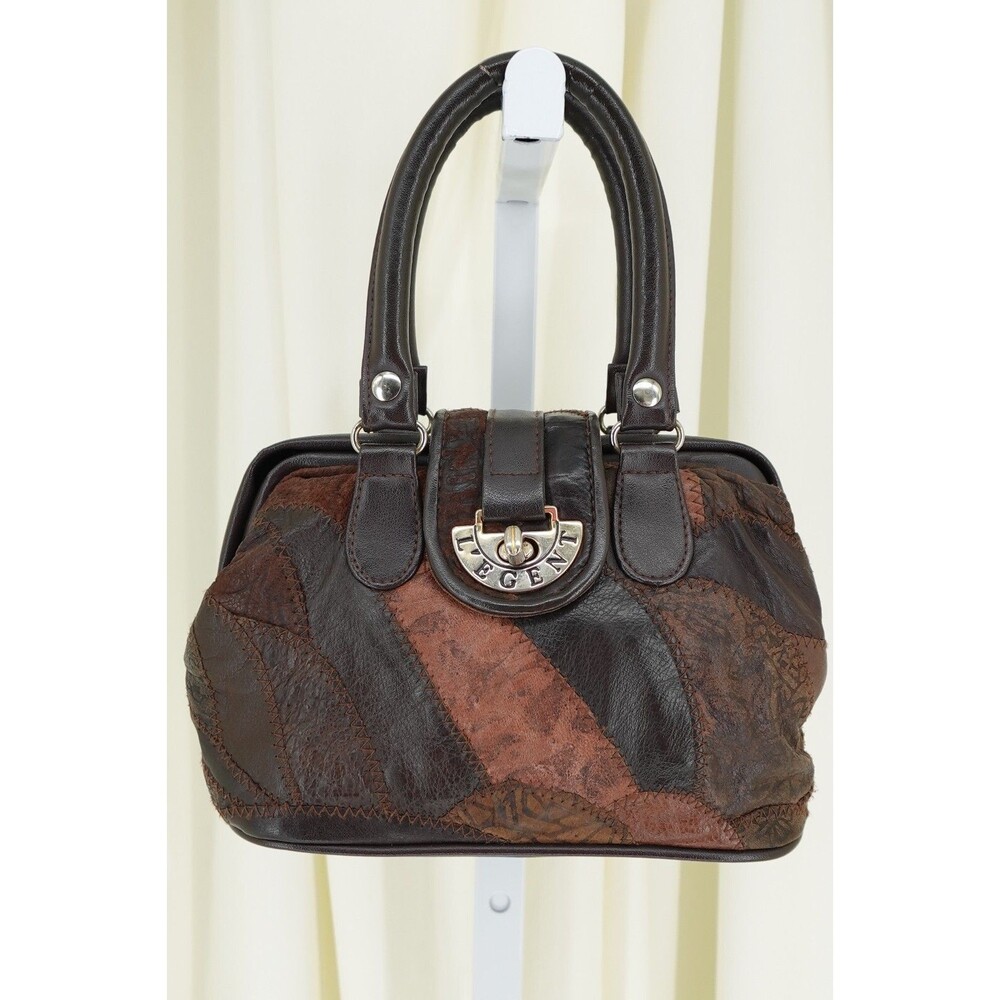 L'egent Vintage 80's/90's Leather Patchwork Pattern Top Handle Purse Handbag